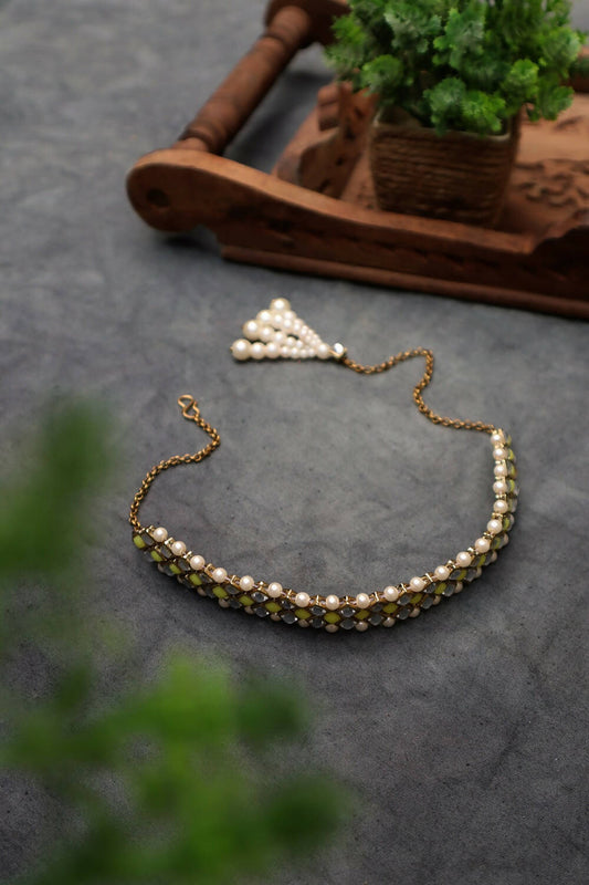 Kundan-Yellow Stone Choker Necklace