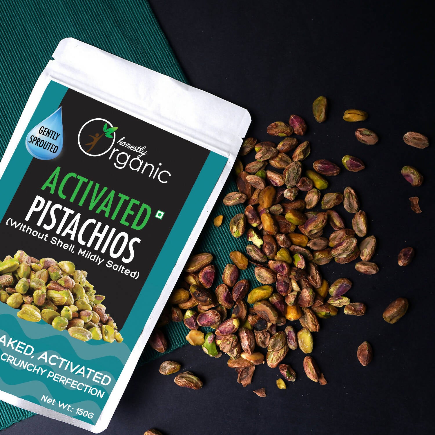 Activated Pistachios - Mildly Salted (100% Fresh & Natural, Long Soaked & Air Dried to Crunchy Perfection) - 150g