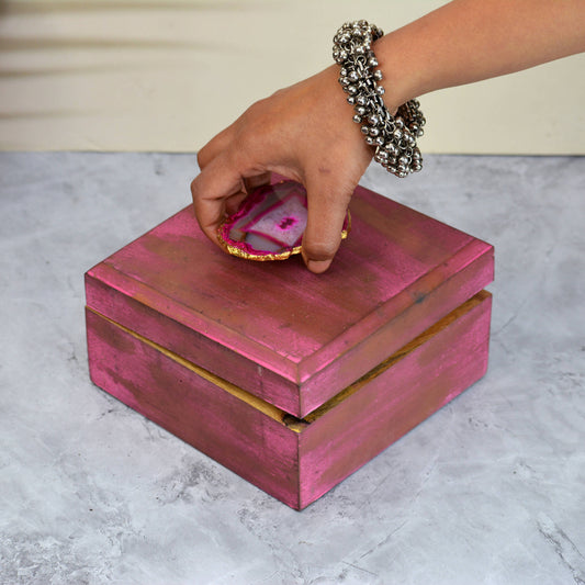 Pink Box with Agate Knob