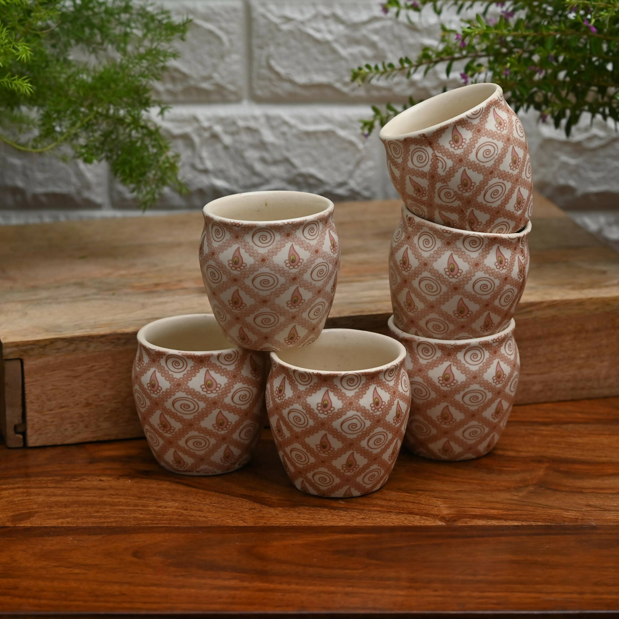 The Vivid Concurd Handmade Kulhad Cups- Set of 6