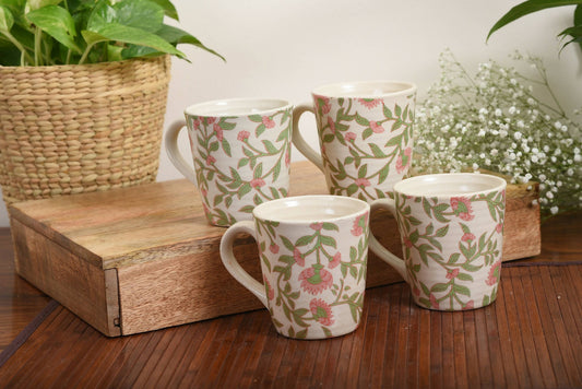 Whispers of spring Stoneware Ceramic Coffee/Milk Mugs- Set of Four