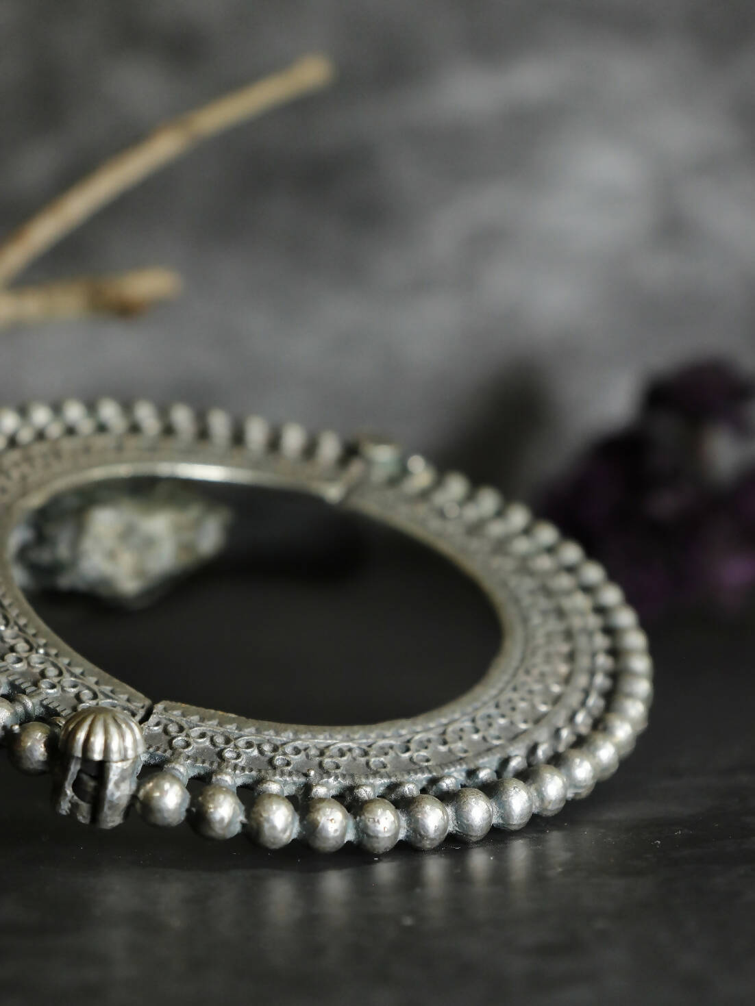 Handmade Brass Oxidized Silver look alike Party Wear Kada Bangles - CHAVVI