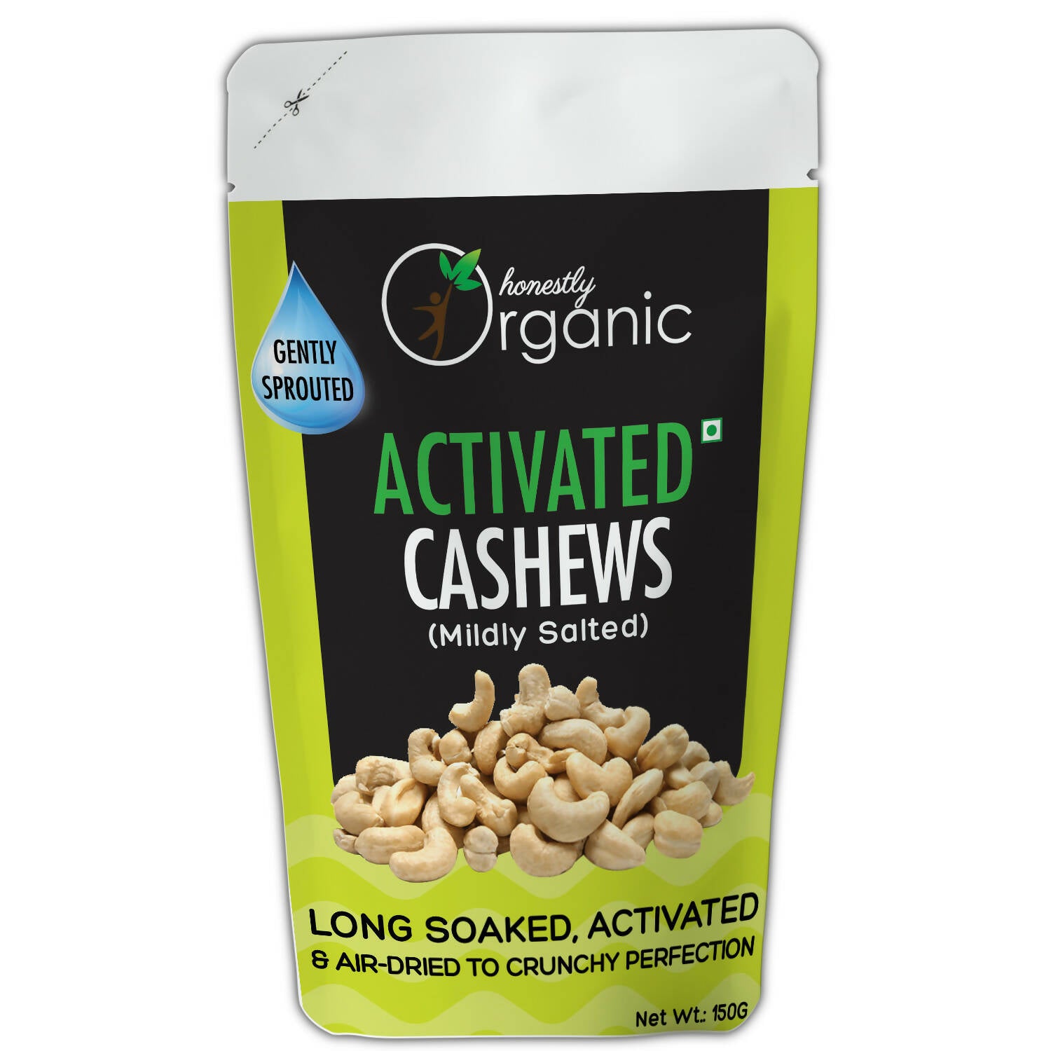 Activated/Sprouted Organic Cashews - Mildly Salted (Organic, Long Soaked & Air Dried to Crunchy Perfection) - 150g
