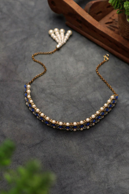 Kundan-Blue Stone Choker Necklace