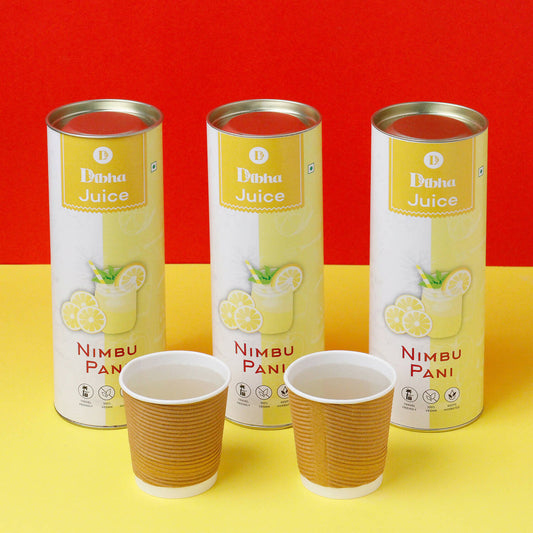 DIBHA - HONEST SNACKING Instant Juices Drink Premix Cups Pack Of 3| Nimbu Pani 7 Cups Each| Each Cup 5g Juice Premix Powder & 150 ml of juice is prepared in one cup| Total 105g