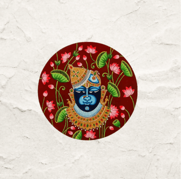 Handpainted Wall Art Pichwai of Shreenathji (Maroon)