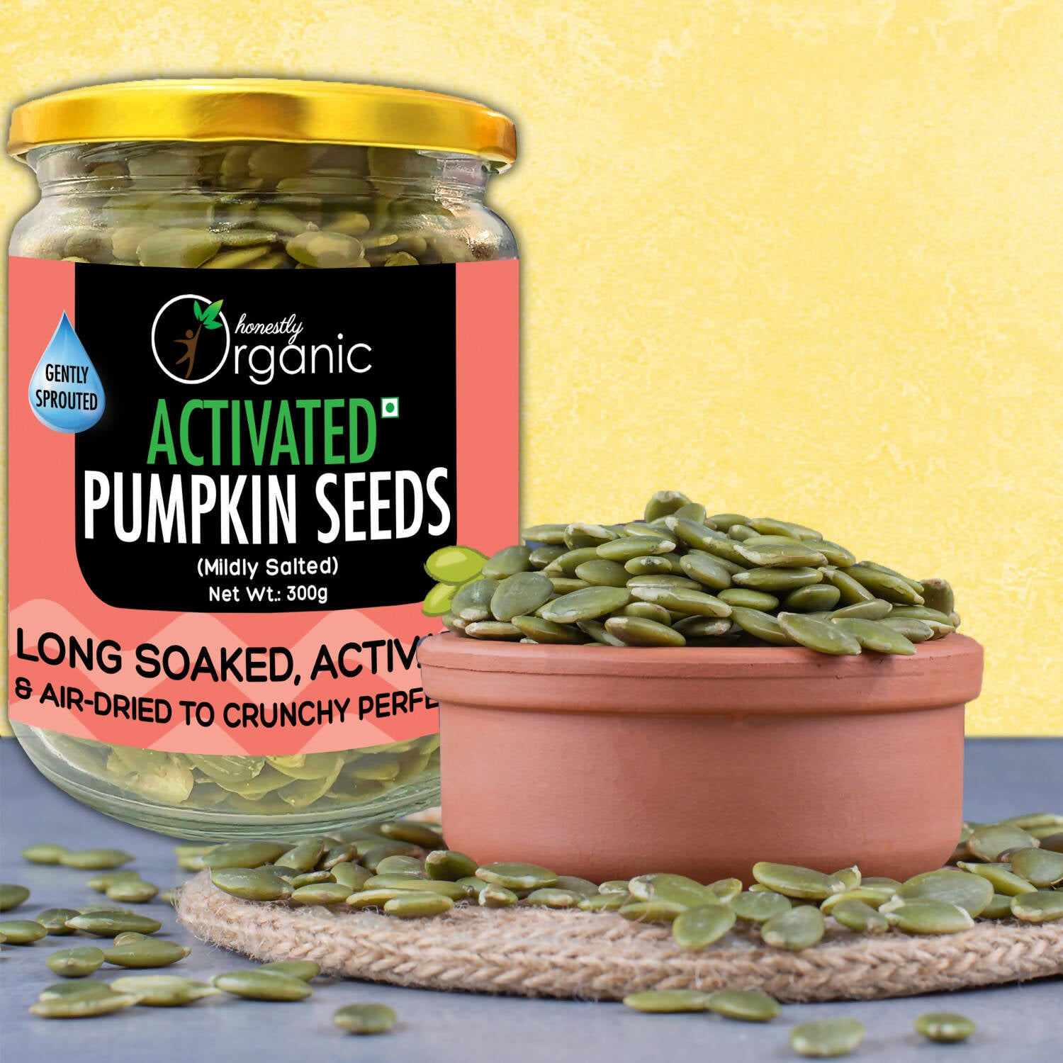 Activated/Sprouted Organic Pumpkin Seeds - Mildly Salted (Organic, Long Soaked & Air Dried to Crunchy Perfection) - 300g
