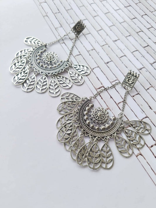 Rainvas Silver Oxidised round jhumka earrings