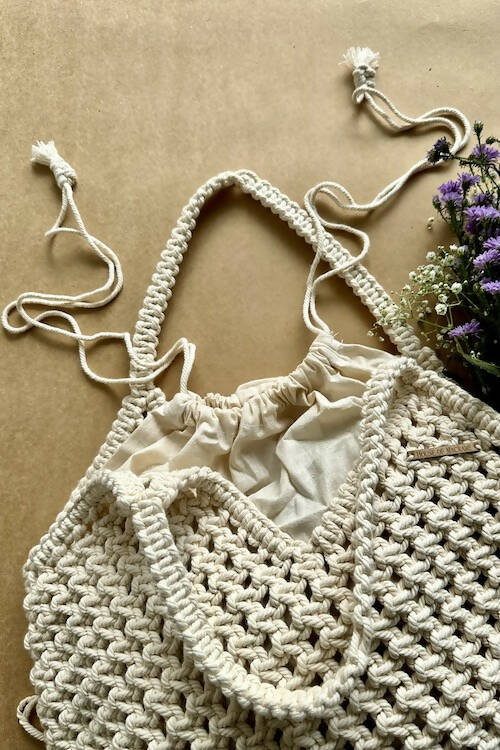 House of Macrame "Nomadic knots" Tote Bag - Off white