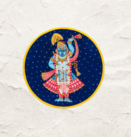 Handpainted Wall Art Pichwai of Shreenathji (Blue)