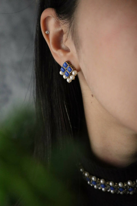 Kundan-Blue Stone Choker Necklace Set