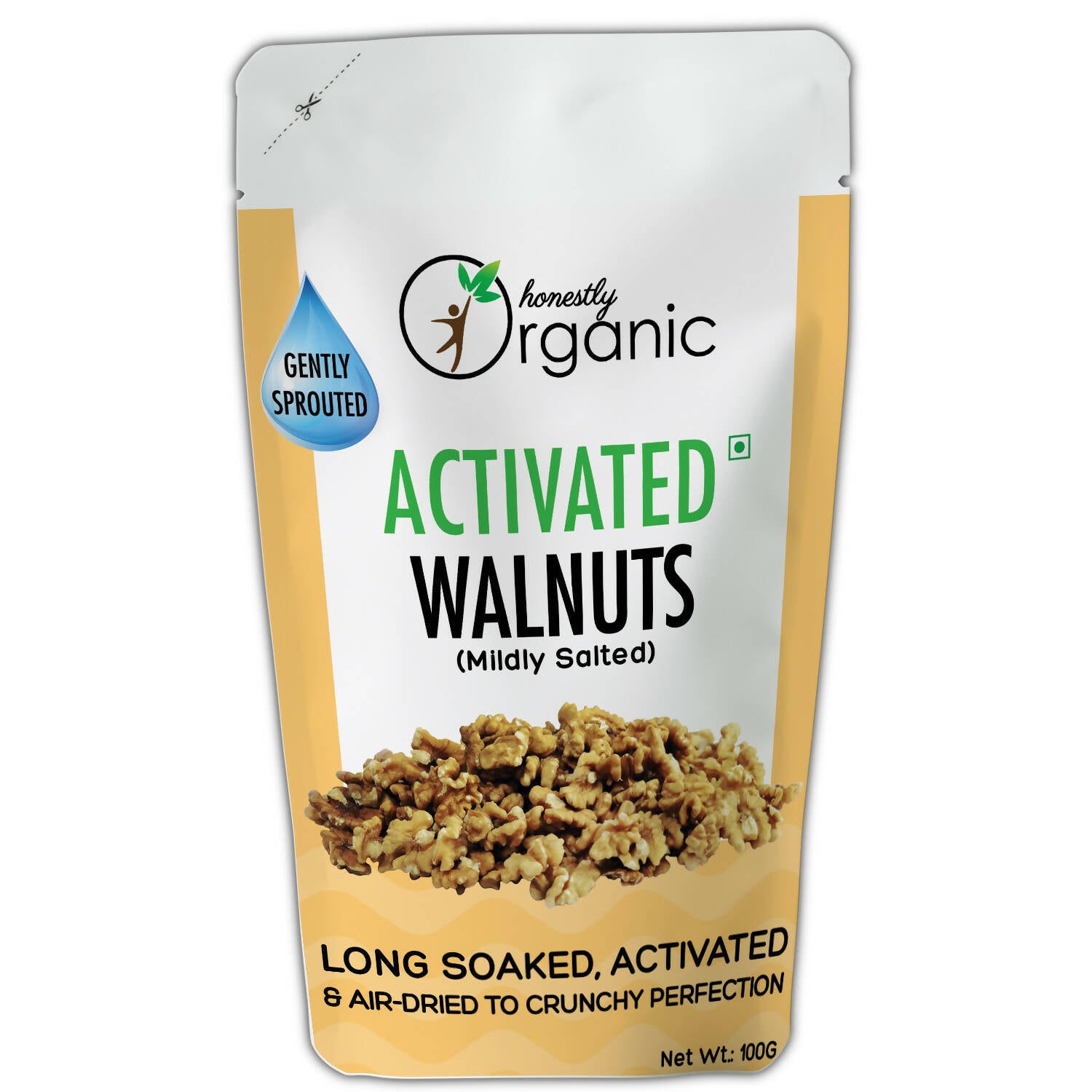 "Activated/Sprouted Walnuts - Mildly Salted (100% Natural, Long Soaked & Air Dried to Crunchy Perfection) - 100g "